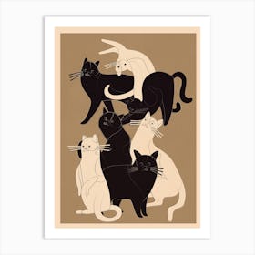 Minimal Abstract Cats 1 Art Print