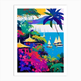 Bali Indonesia Colourful Painting Tropical Destination Art Print