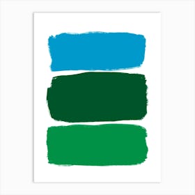 Green And Blue Brush Strokes Art Print