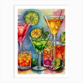 Colorful Drinks Canvas Print Art Print