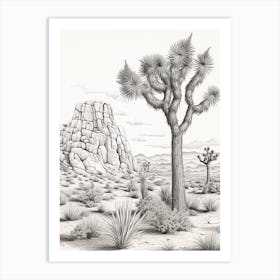  Detailed Drawing Of A Joshua Trees At Dawn In Desert 4 Art Print