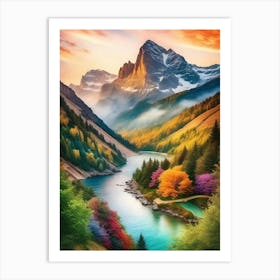 Sunset In The Mountains 135 Art Print