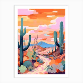 Colourful Desert Illustration 3 Art Print