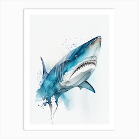 Repeat Shark Pattern 5 Watercolour Art Print
