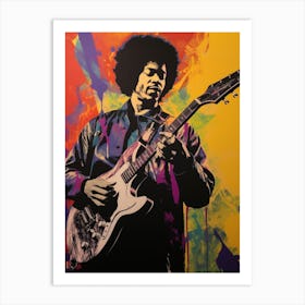 Jimi Hendrix Colourful 5 Art Print