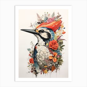 Bird With A Flower Crown Woodpecker 3 Art Print