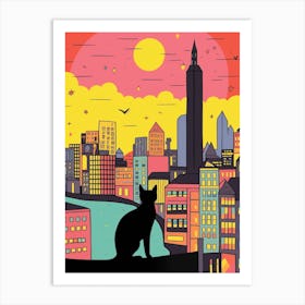 Frankfurt, Germany Skyline With A Cat 0 Art Print