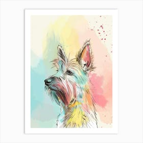 Colourful Berger Picard Dog Abstract Line Illustration 2 Art Print