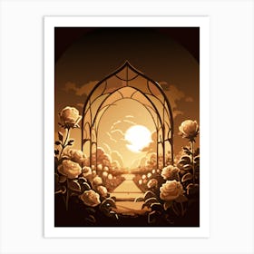 Sunset Roses In The Garden Art Print