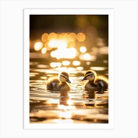 Ducklings In The Water Art Print