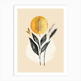 Golden Spacecraft Mid Century Style Art Print