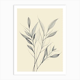 Black And White Drawing Of Leaves Art Print