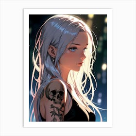 Anime Girl With Tattoos 1 Art Print