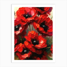 Red Poppies Vibrant Oil Painting in HD Art Print