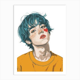 Boy With Blue Hair 2 Art Print