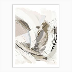 Greige Brush Strokes Abstract 2 Art Print