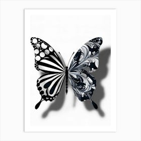 Butterfly In Black And White Art Print