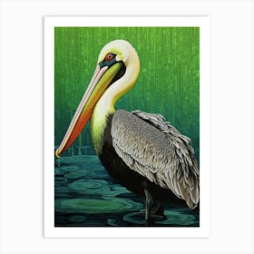 Ohara Koson Inspired Bird Painting Brown Pelican 2 Art Print