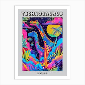 Abstract Geometric Colourful Dinosaurs Poster Art Print