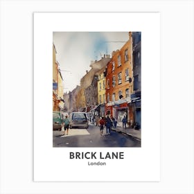 Brick Lane, London 3 Watercolour Travel Poster Art Print