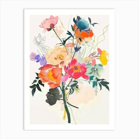 Peony 1 Collage Flower Bouquet Art Print