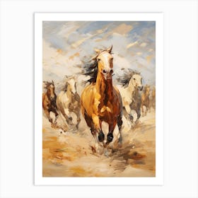 Horses Painting In Mongolia 1 Art Print