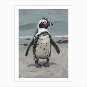 African Penguin Cooper Bay Oil Painting 1 Art Print