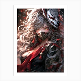 Anime Girl With Mask Art Print