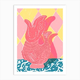 Pink Fish Vase Art Print