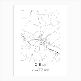 Orthez,France Minimalist Map Art Print