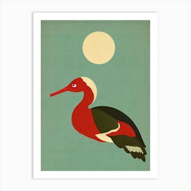 Bird Canvasback Midcentury Illustration Bird Art Print