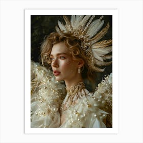 Portrait Of A Woman With Feathers Art Print