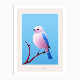 Minimalist Eastern Bluebird 3 Bird Poster Art Print
