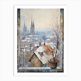 Winter Cityscape Cesky Krumloy Czechia Art Print