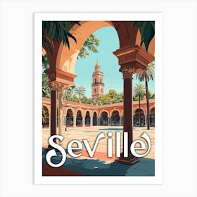 Vintage Seville, Spain - Classic Spanish Souvenir Poster Art Print