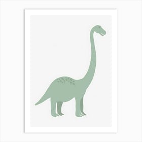 Pastel Mint Brachiosaurus Silhouette 1 Art Print