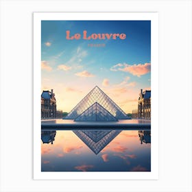 Louvre Museum France Sunrise Travel Art Illustration Art Print