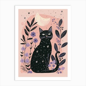 Black Cat In The Moonlight 5 Art Print