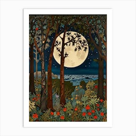 William Morris Full Moon In The Forest 8 Art Print