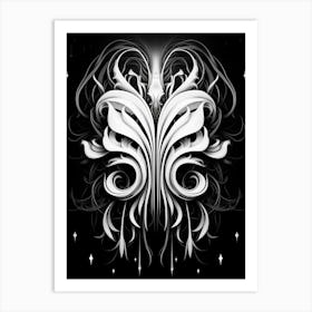 Surreal Symmetry Abstract Black And White 5 Art Print