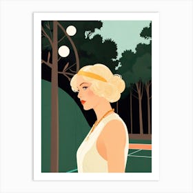 Woman On A Tennis Court Art Print