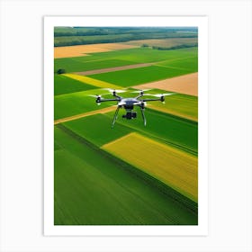 Drone Flying Over A Field Art Print