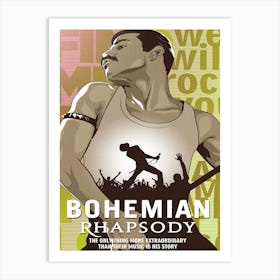 Bohemian Rhapsody Queen Freddie Mercury Live Aid Rock Art Deco Poster Art Print