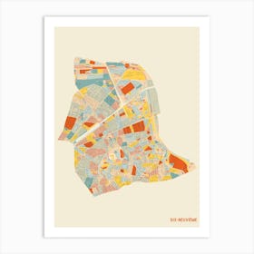 Paris France 19th Arrondissement Neighbourhood Map Art Print