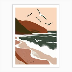 Seagulls On The Beach 5 Art Print