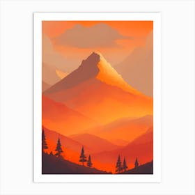 Misty Mountains Vertical Composition In Orange Tone 182 Art Print