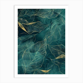 Gold Leaves On The Water Art Print