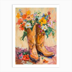 Cowboy Boots And Wildflowers 2 Art Print