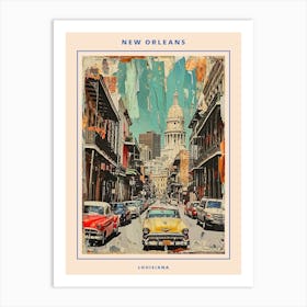 Retro New Orleans Collage Poster 4 Art Print