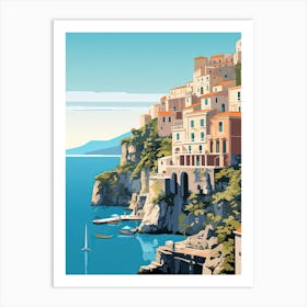 Amalfi Coast, Italy, Flat Illustration 3 Art Print